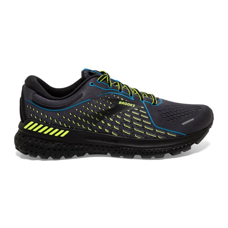 Brooks ADRENALINE GTS 21 Road Running Shoes Mens Canada - Black/Blue Jewel/GreenYellow//Nightlife (K